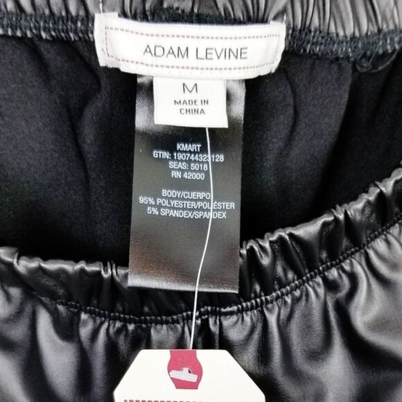 Adam Levine Skinny Faux Leather Pants Women's Medium Black Ribbed Design NEW - Picture 2 of 7